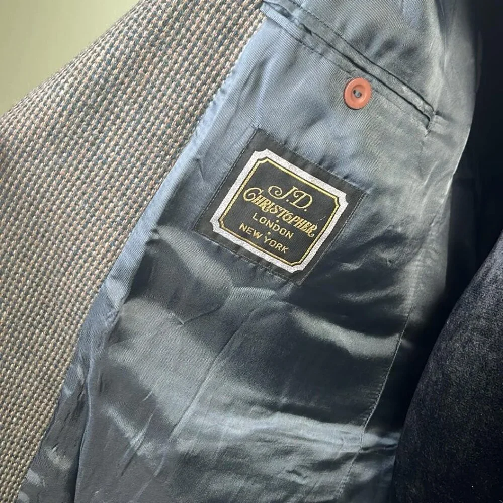 JD Christopher Lambswool Blend Sports Coat 48L W/Elbow Pads and‎ Leather Buttons